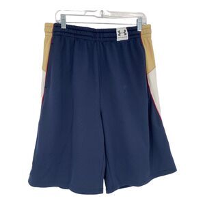 Under Armour Heat Gear Mens Basketball Shorts Blue Gold White‎ Performance L